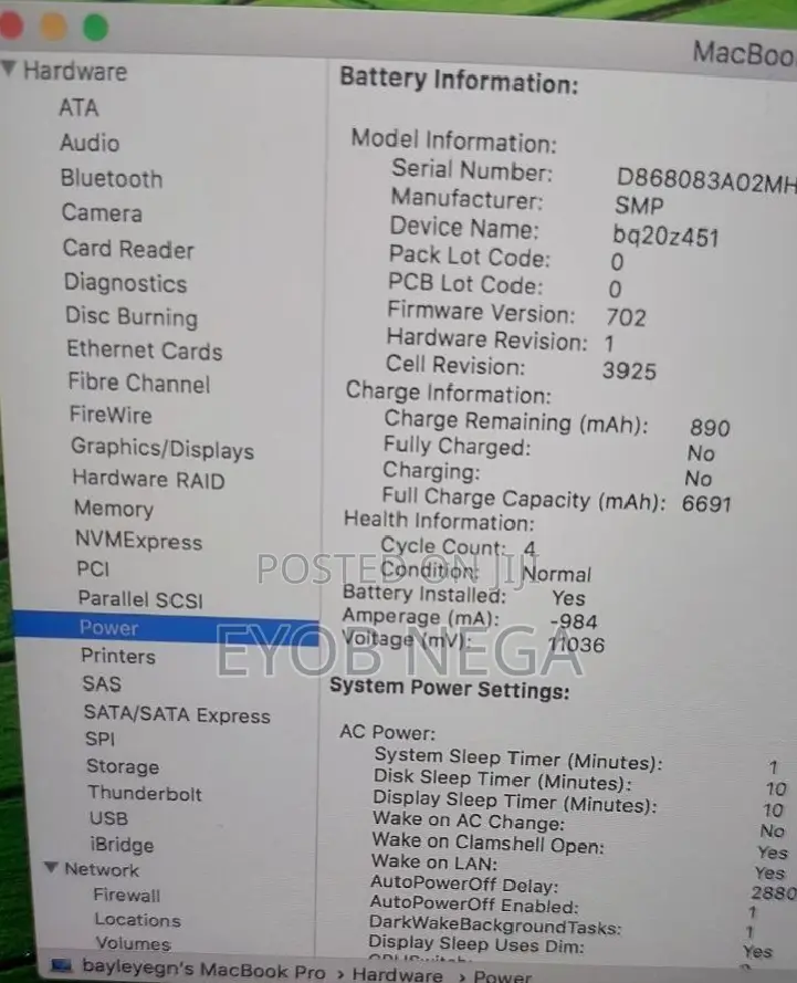 Laptop Apple MacBook Pro 16GB Intel Core I5 SSD 256GB