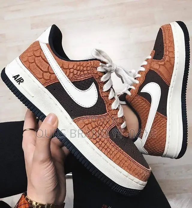 Nike Air Force 1 Custom Premium "Red Bark Snake" Low Shoes