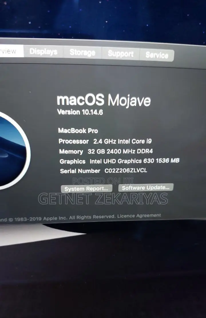 New Laptop Apple MacBook Pro 2019 16GB Intel Core I9 SSD 1T