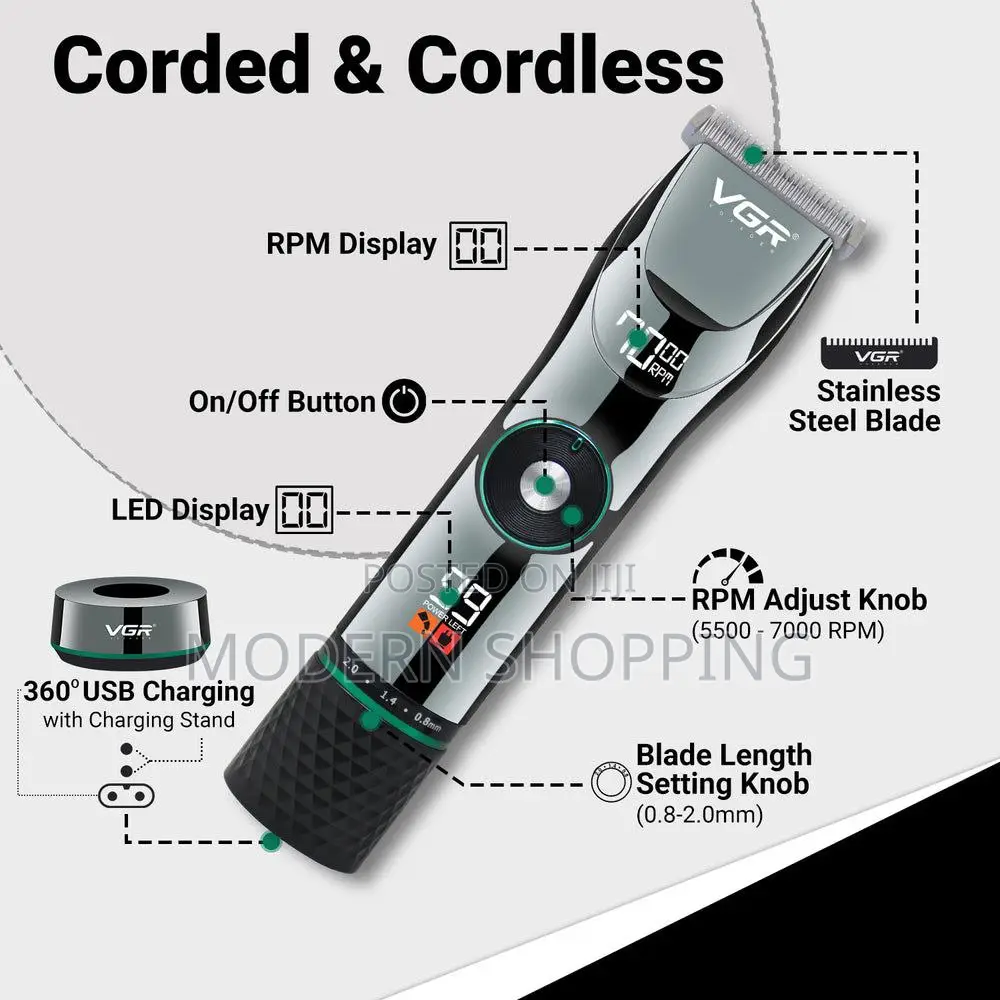 VGR Professional Cordless Hair Clipper