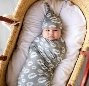 Newborn Swaddle Receiving Blanket Hat