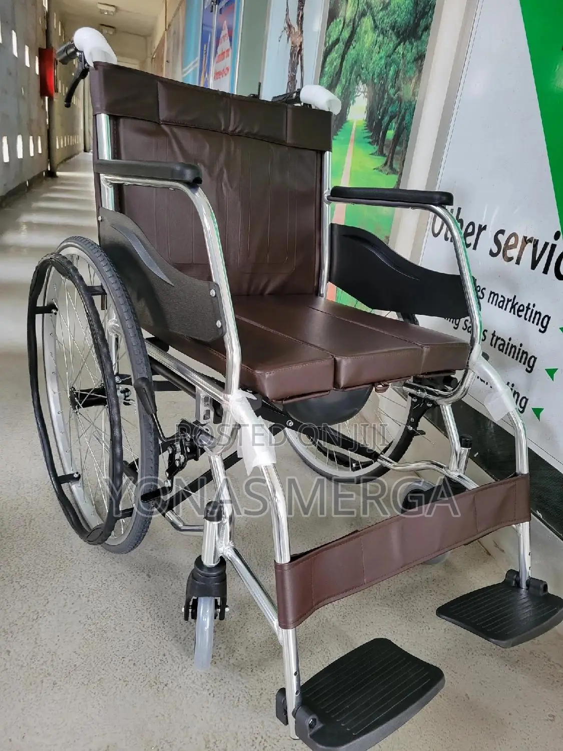 Toilet Wheelchair With Armrests, Fold Down Backrest Storage