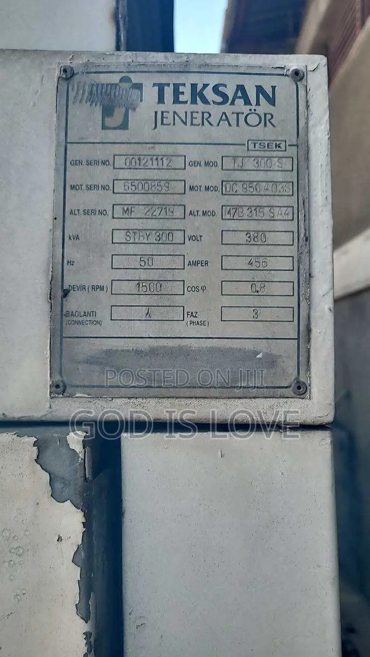 የሚሸጥ ጀነሬተር Generator 
300kva
Made in Turkishe