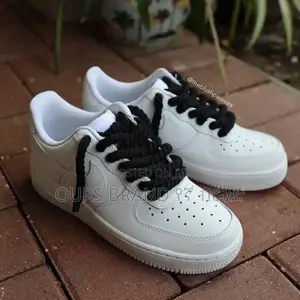 Nike Air Force 1 Low With Black Rope Laces White Shoes