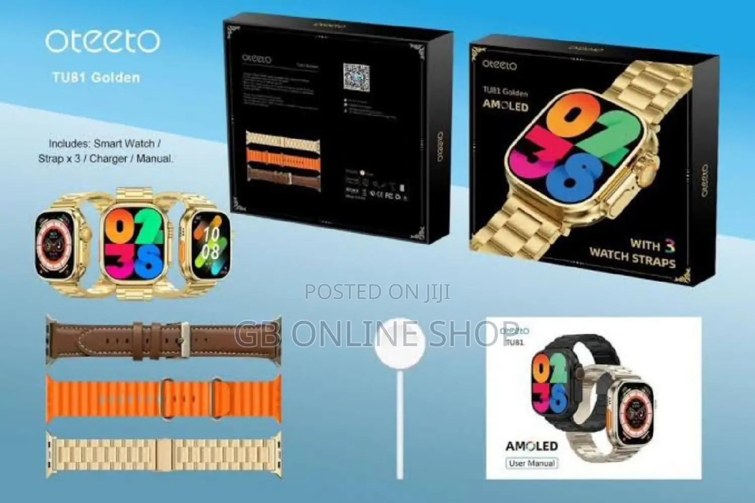 Oteeto Tu81 Smart Watch With 3 Pair Free Strap