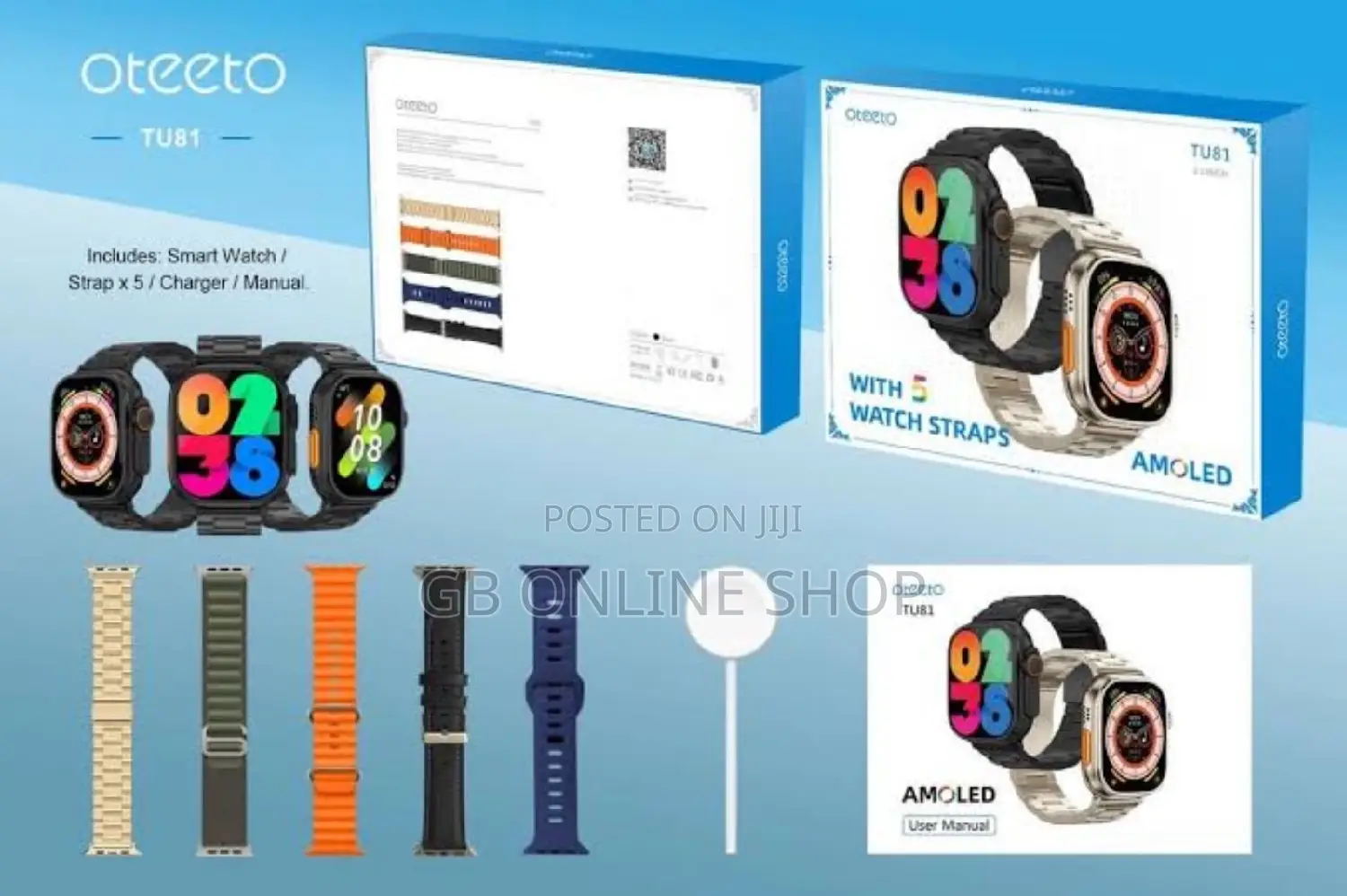 Oteeto Tu81 Smart Watch With 3 Pair Free Strap
