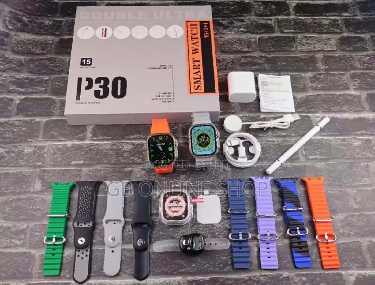 P30 Double Ultra Smartwatch With 14 Free Strap
