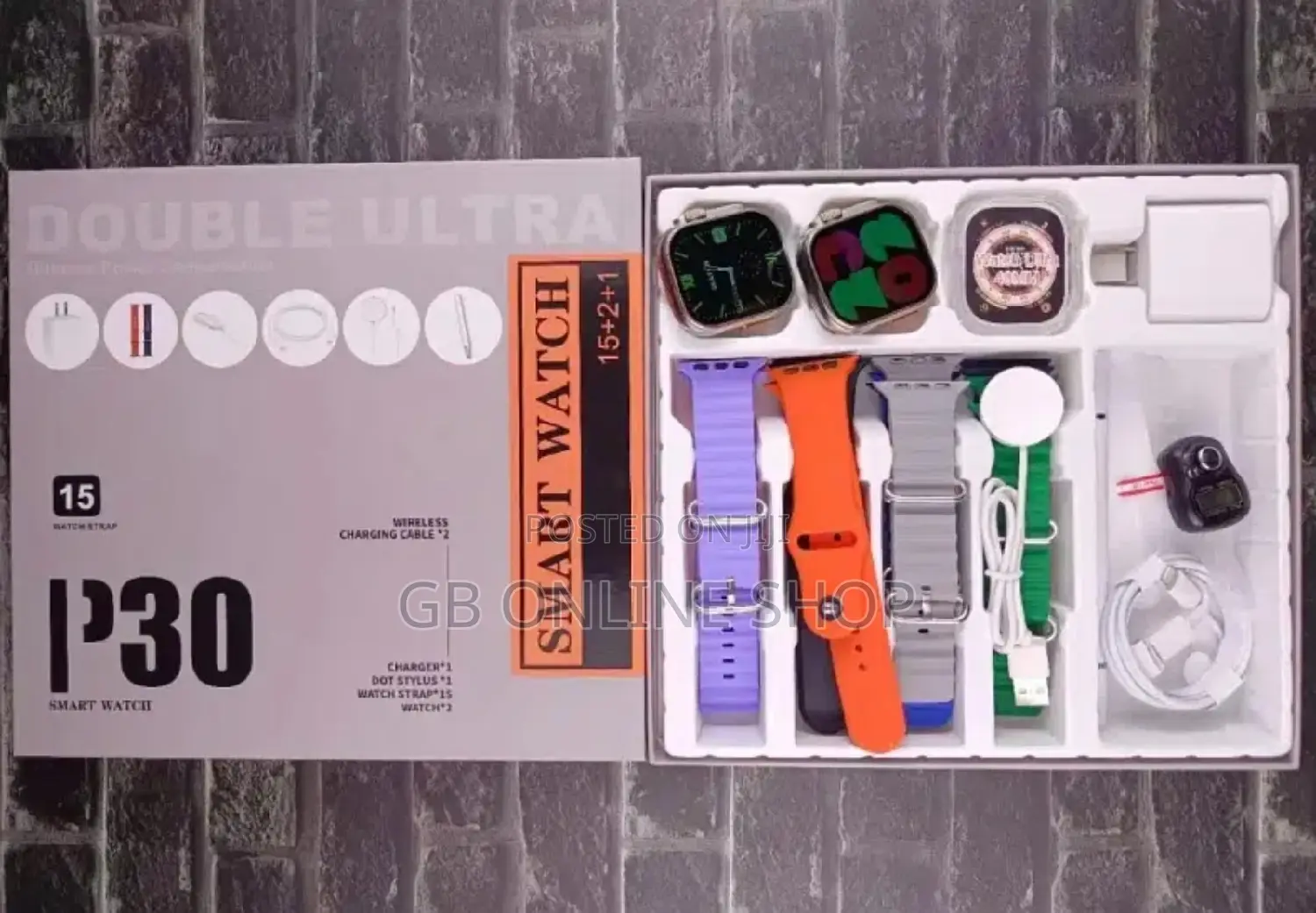 P30 Double Ultra Smartwatch With 14 Free Strap