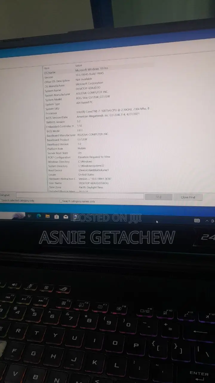 New Laptop Asus ROG Strix G15 16GB Intel Core I7 SSD 1T