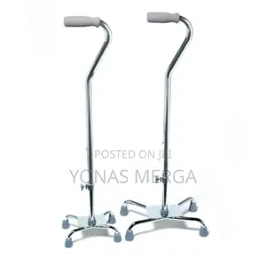 Photo - Walking Stick|ከዘራ Cane Quad With Large Base Aluminium Chrome