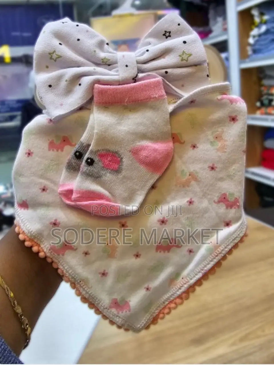 Babygirl 3 Piece Set Bib, Headband and Socks