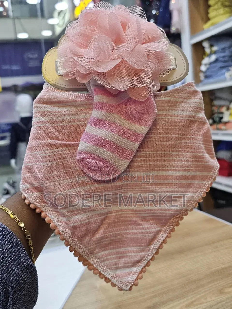 Babygirl 3 Piece Set Bib, Headband and Socks