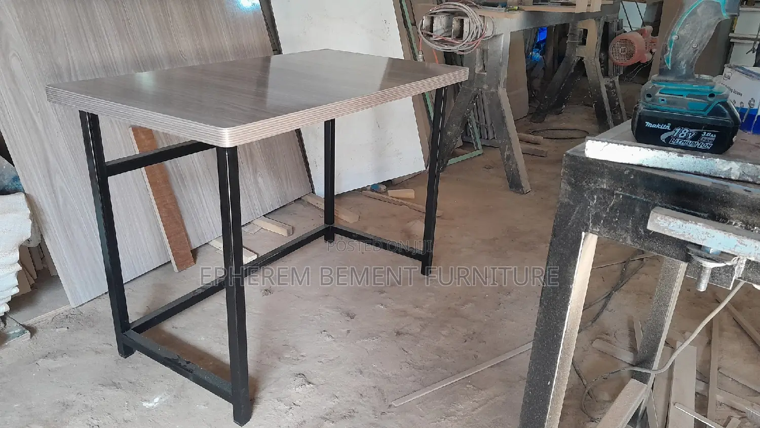 Metal Study Table With Lamented MDF Top