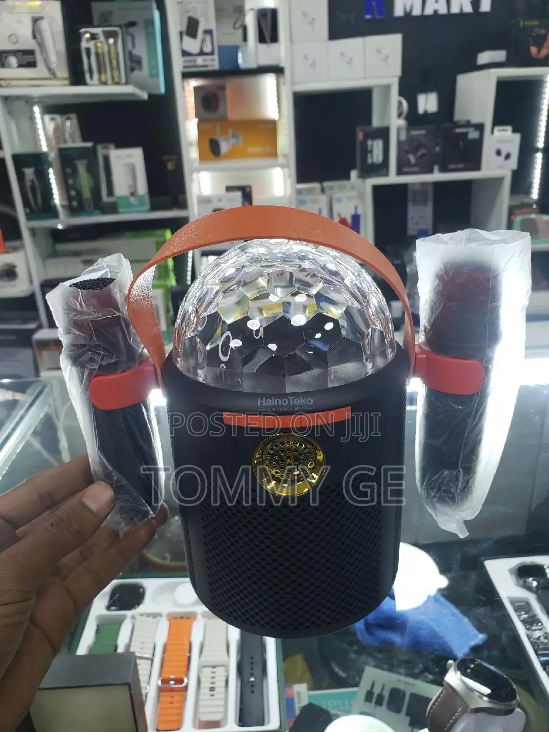 3 በ 1 የያዘ ጥቅል እስፒከር 2 ማይክራፎን እና Led Light በአንድ Speakers