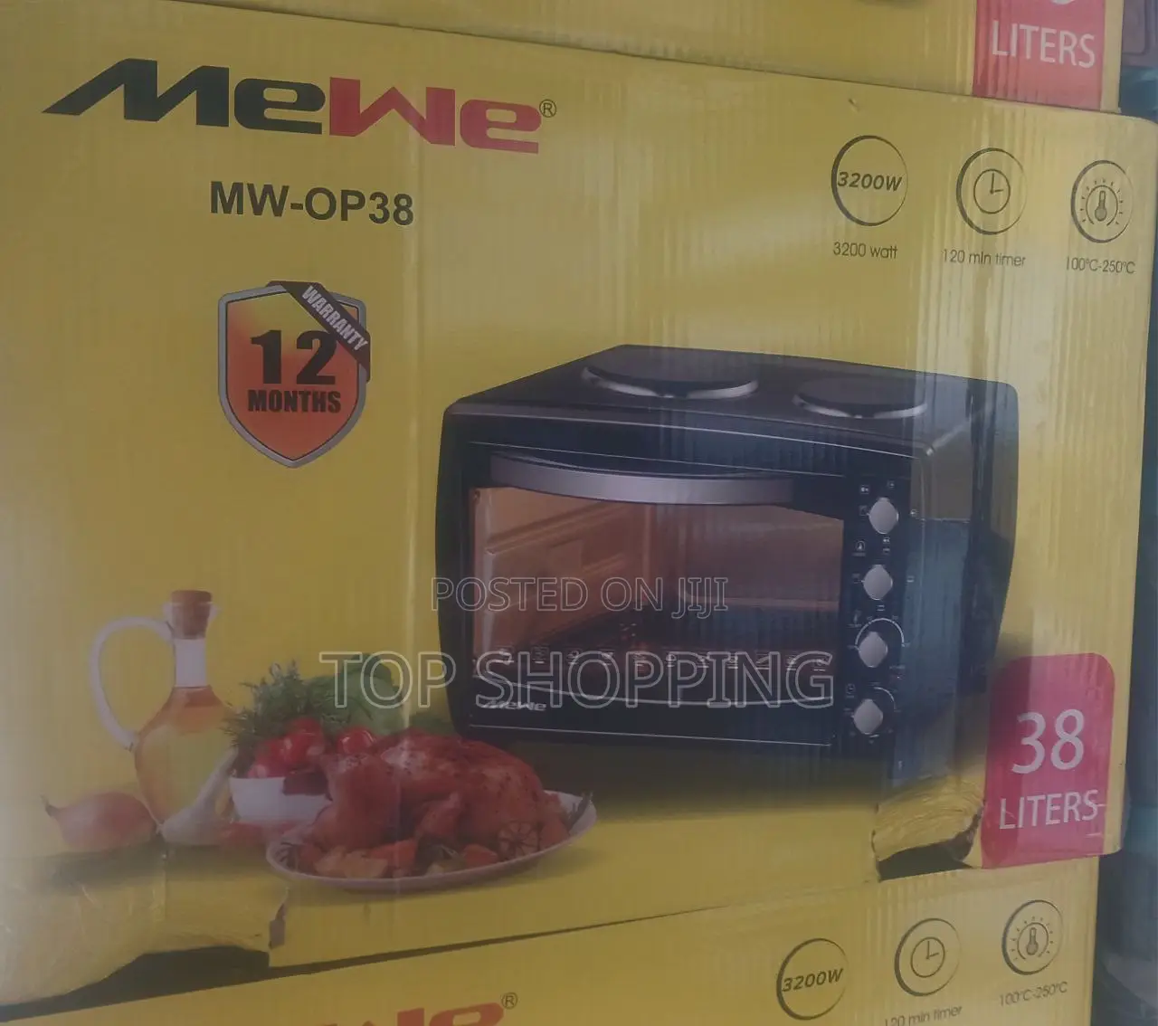 Mewe Electrical Oven With Two Stove 3200 Watts 38 Liter