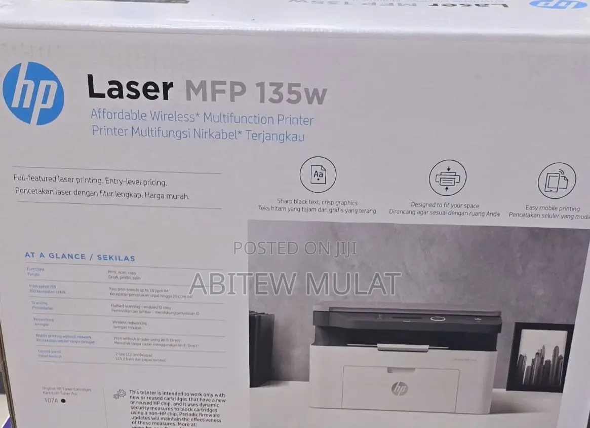 New Arrival Printer 1/ Hp Laser MFP 135w Print ,Scan,Copy