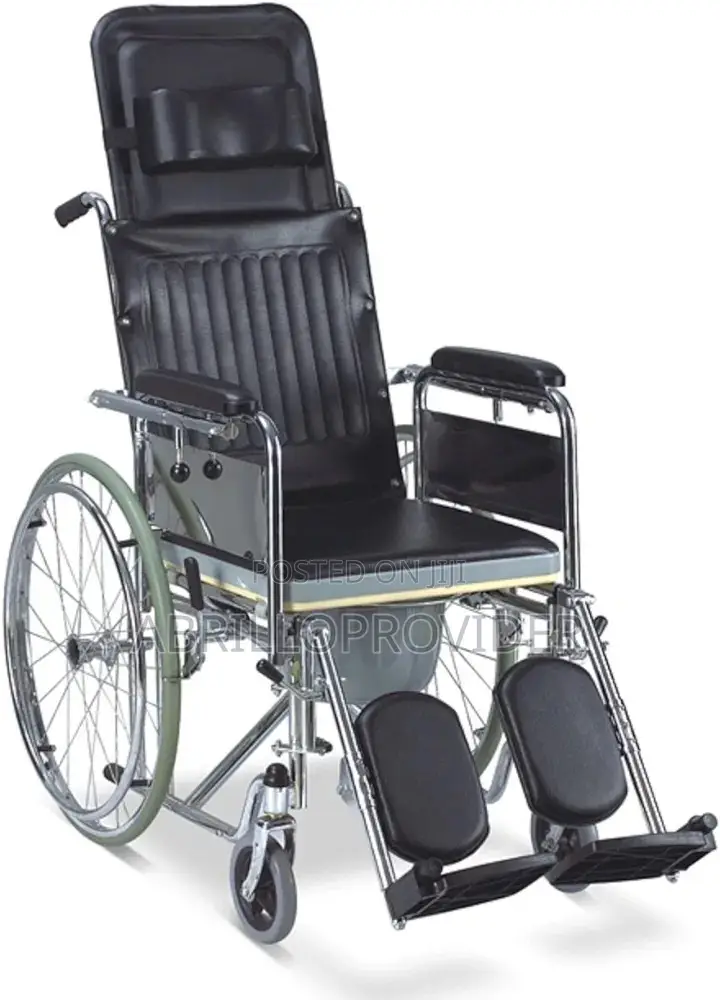 Commode and Shower Steel Wheelchair With Reclining Back,