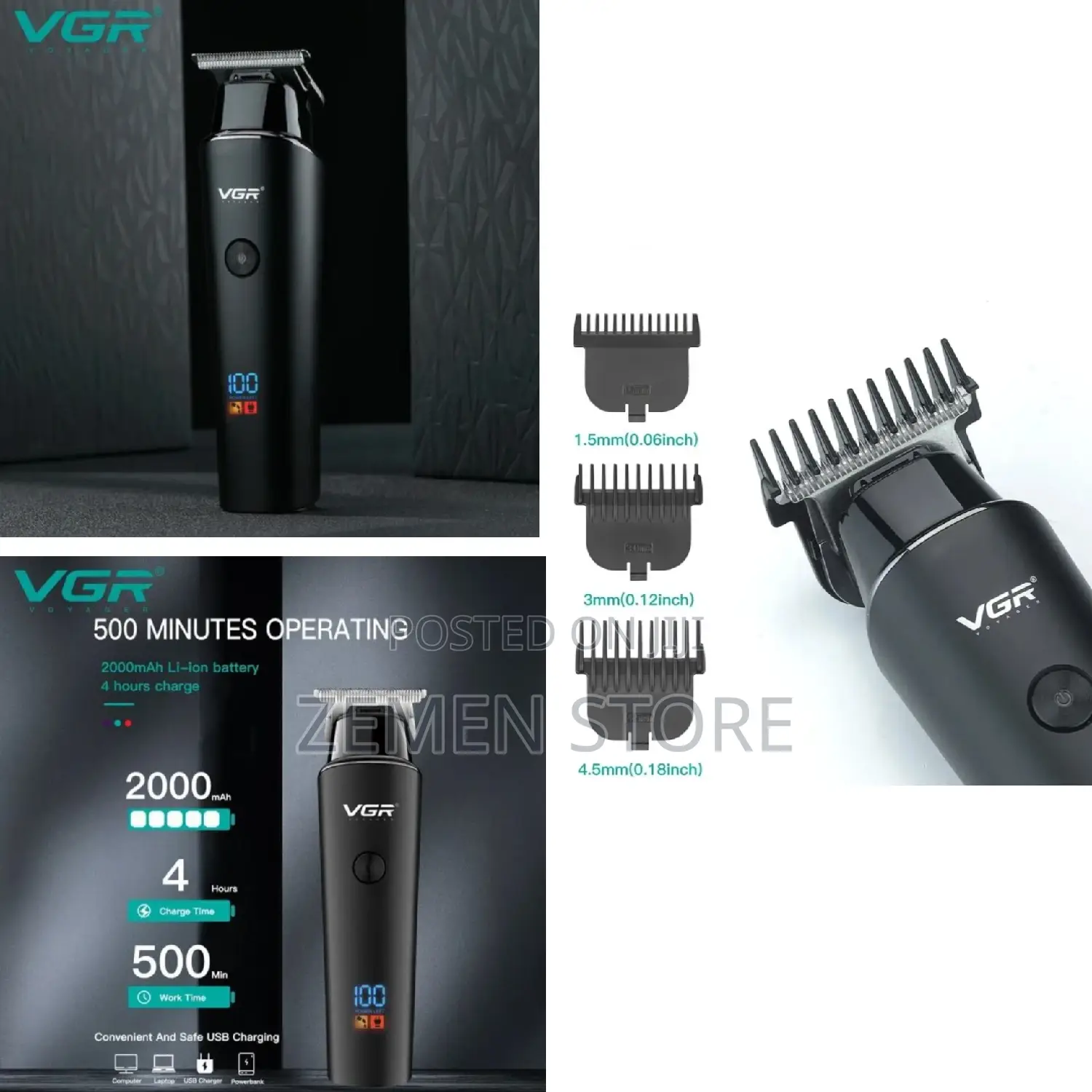 Original VGR Professional Hair Trimmer 500 ደቂቃ ድረስ መስራት እሚችል