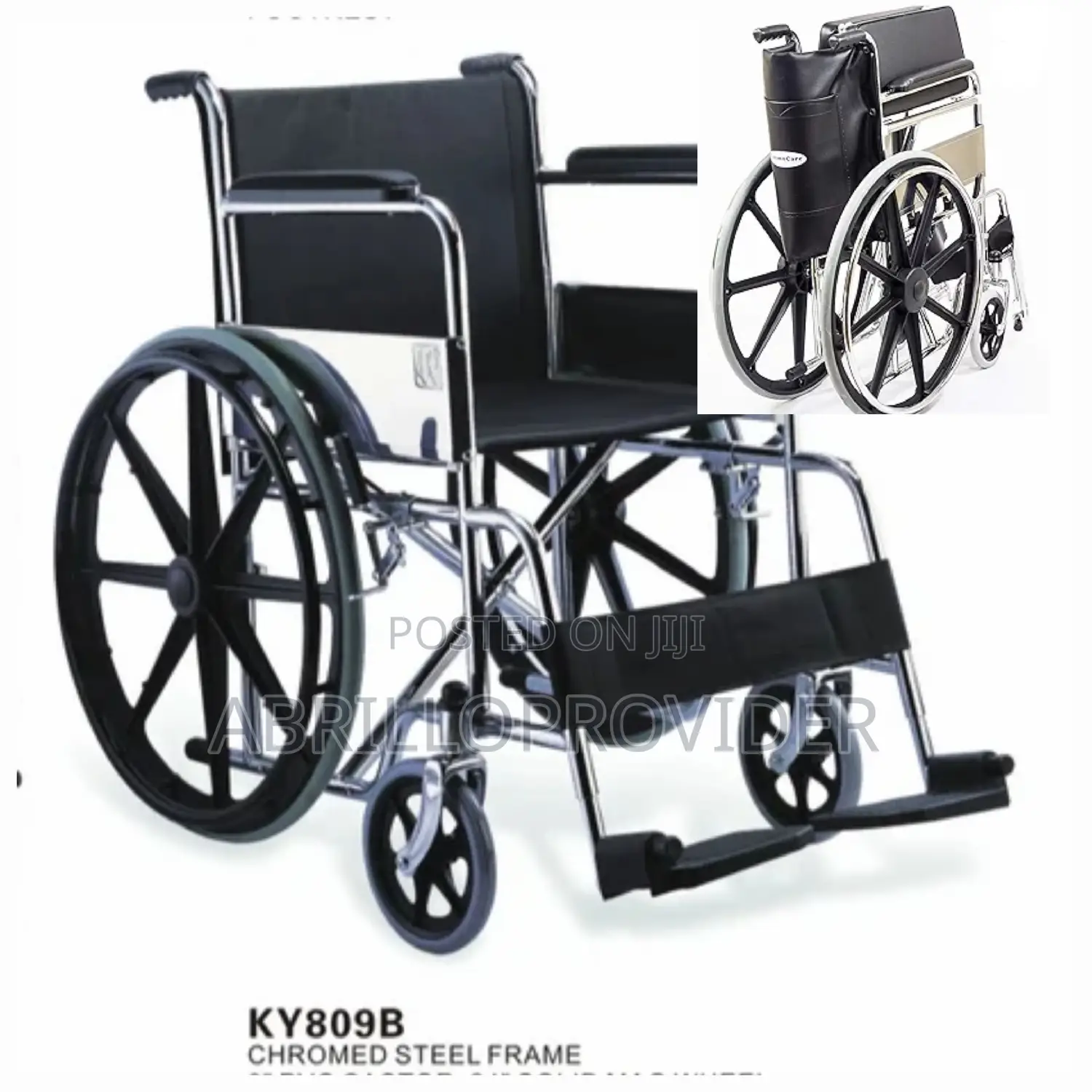 Upto 150kgs Black Foldable Wheelchair 809b|New¡Wheelchair