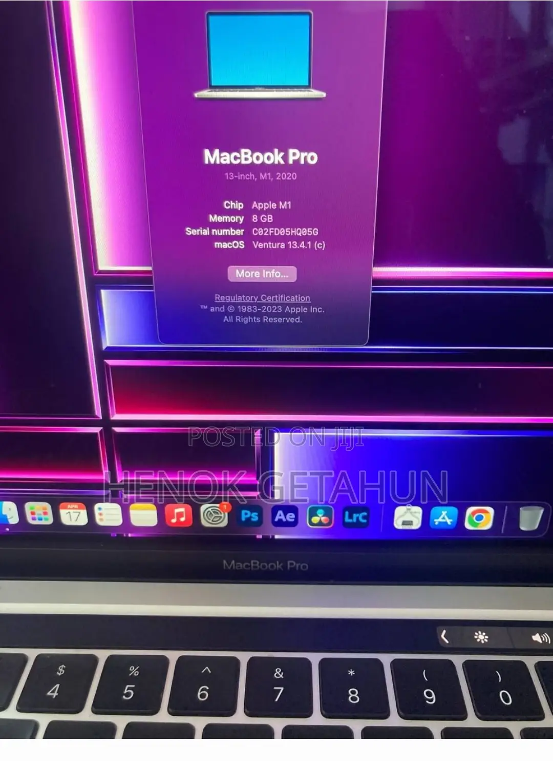 New Laptop Apple MacBook Pro 2020 M1 8GB Apple M1 Pro SSD 256GB