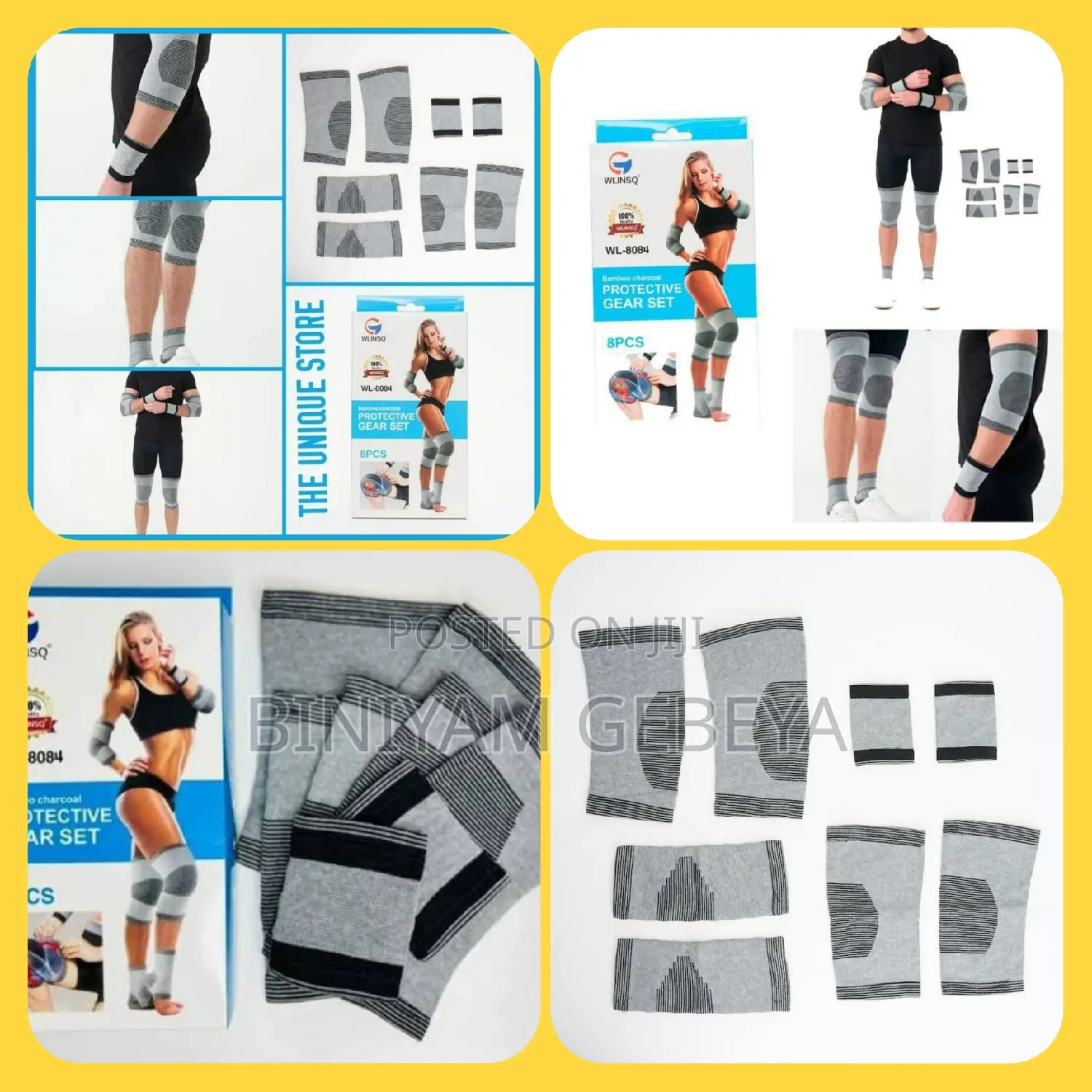 8pcsbamboo Charcoal ስፖርት መስሪያ ቦታዎችየሚመች Protective Gear Set