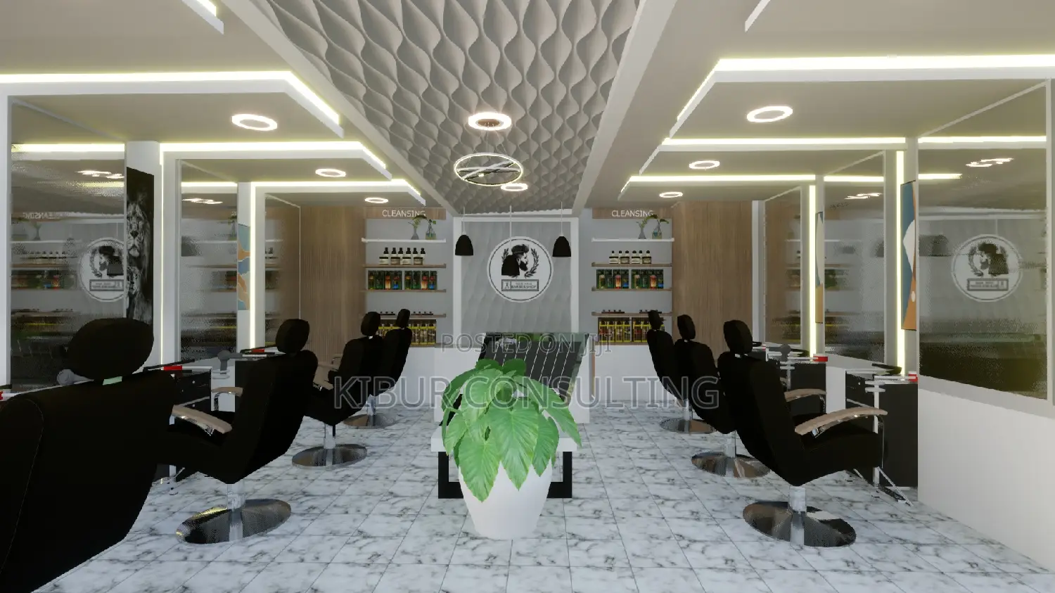 Men Barbershop Interior Design Finishing