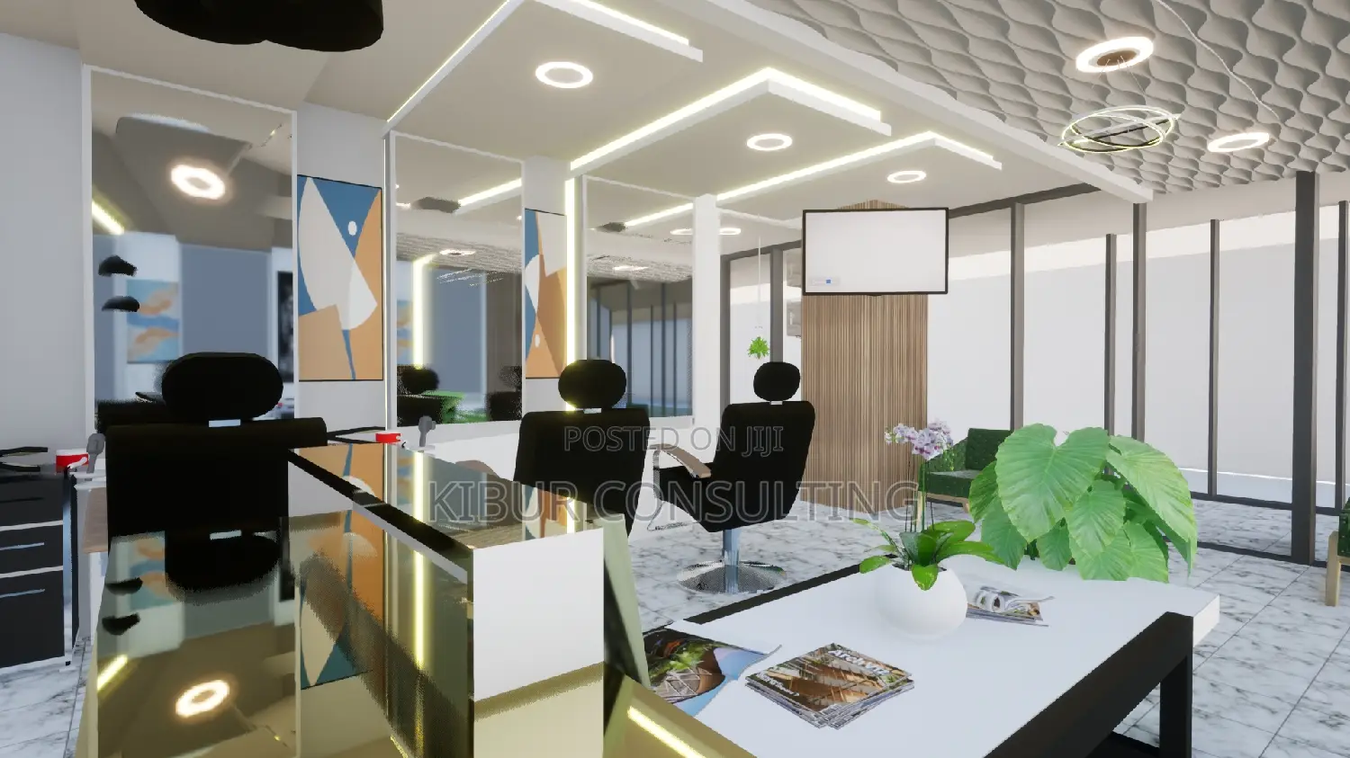 Men Barbershop Interior Design Finishing