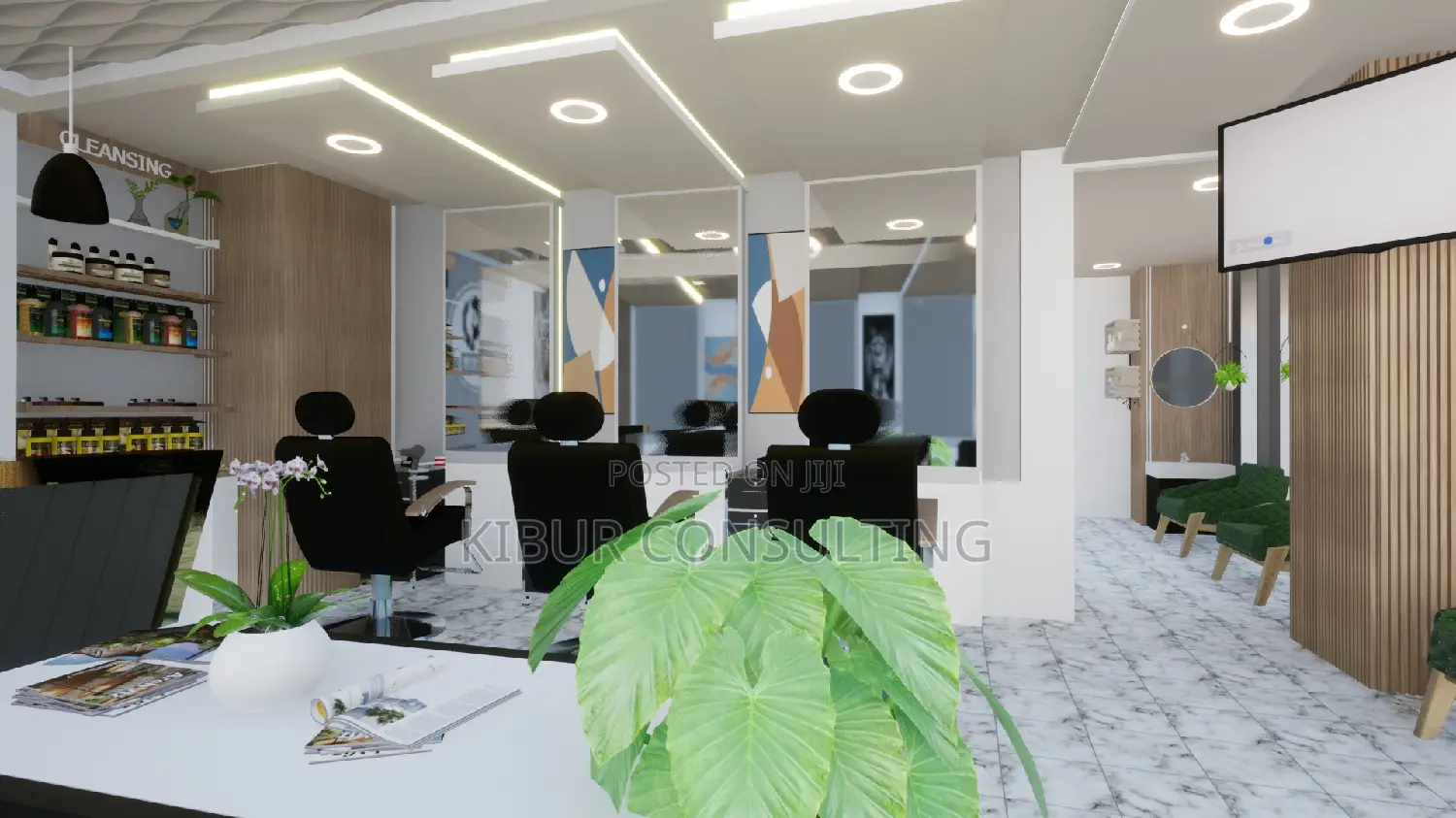 Men Barbershop Interior Design Finishing