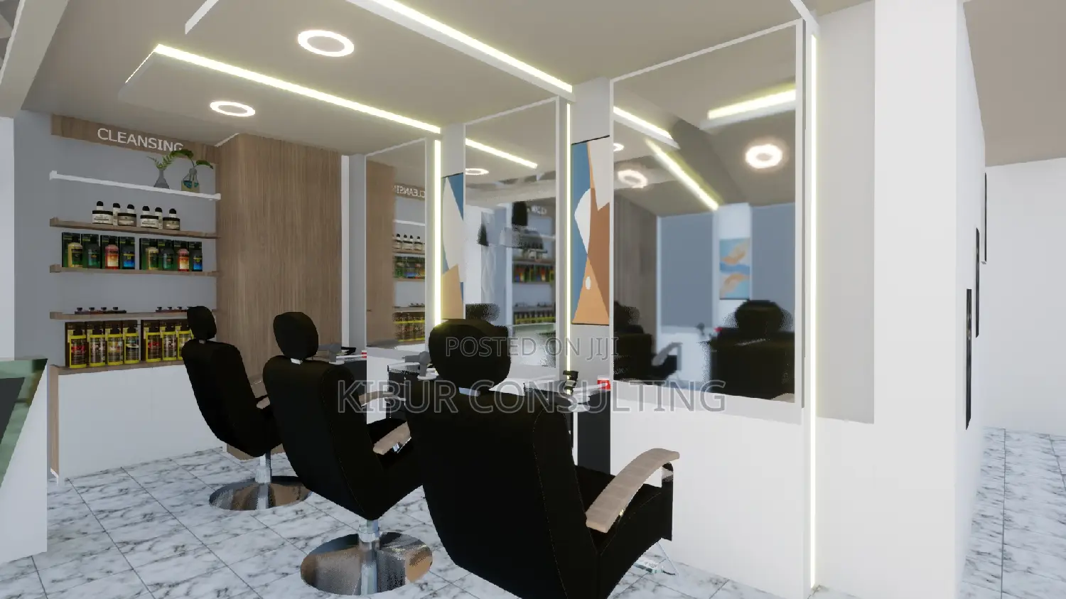 Men Barbershop Interior Design Finishing