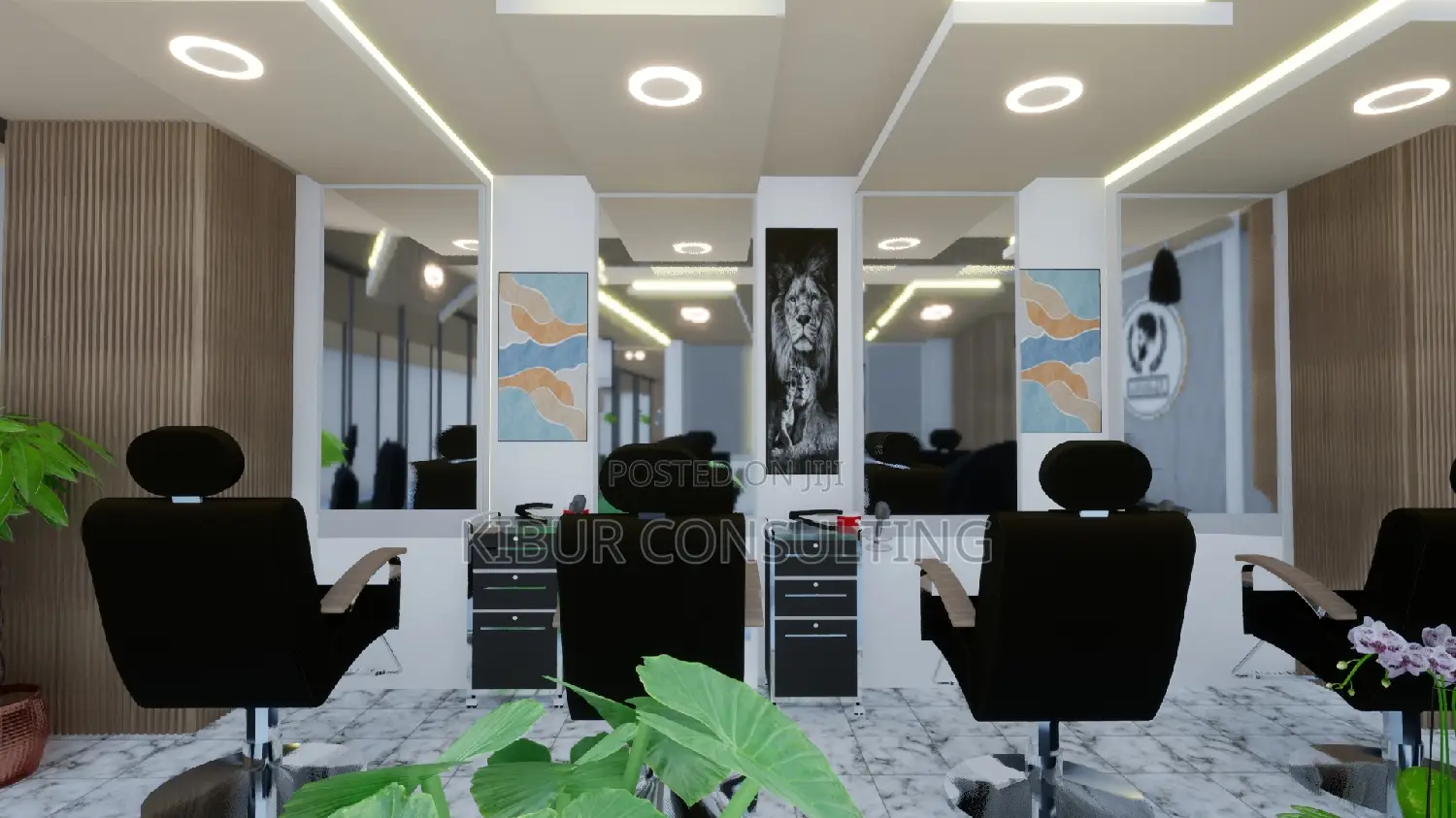 Men Barbershop Interior Design Finishing