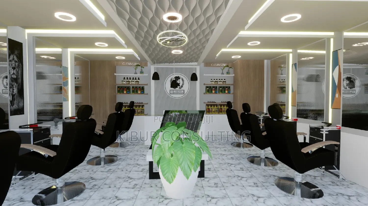 Men Barbershop Interior Design Finishing