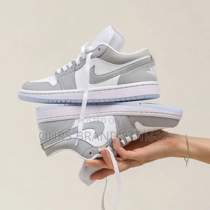 Nike Air Jordan 1 Wolf Grey' Low Sneaker Shoes