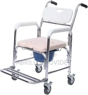 Photo - Wheeled Commode Chair,Toilet Chair With Padded Seat,Shower