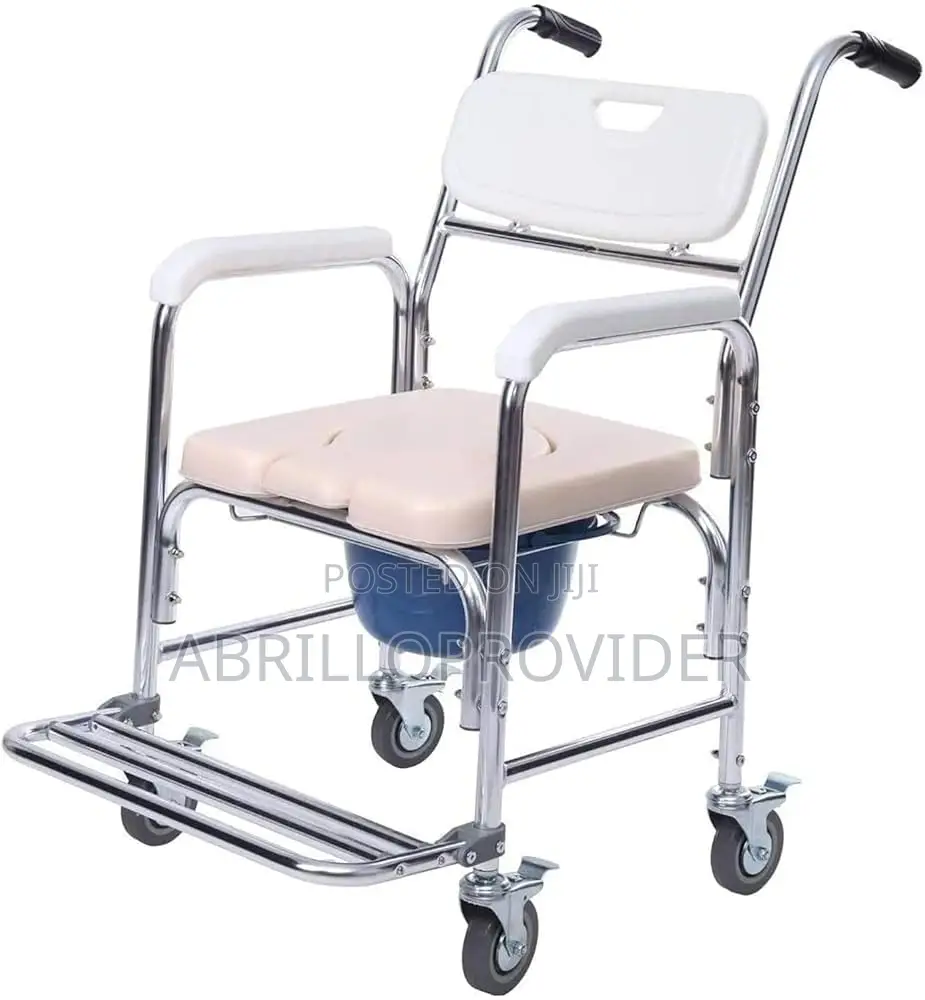 Wheeled Commode Chair,Toilet Chair With Padded Seat,Shower