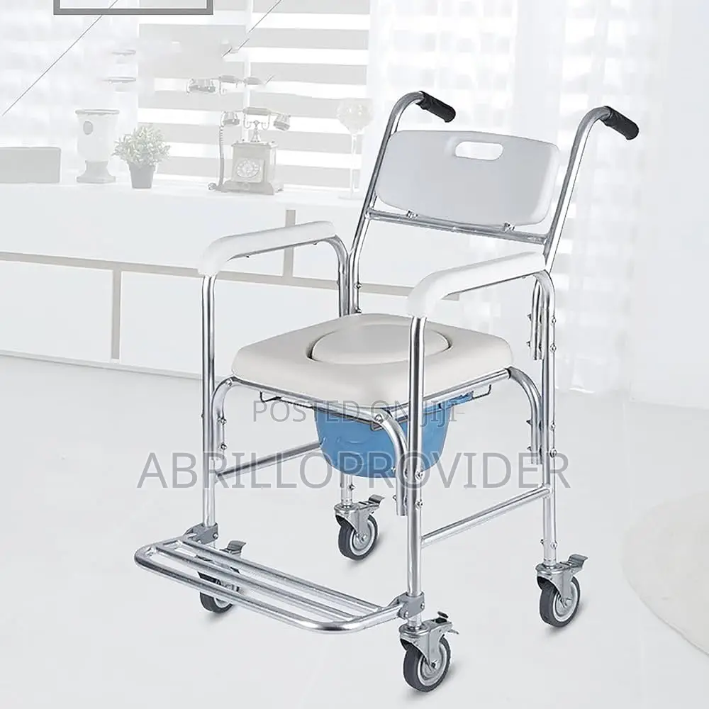 , Bedside Toilet and Toilet Chair, Portable Aluminum Shower