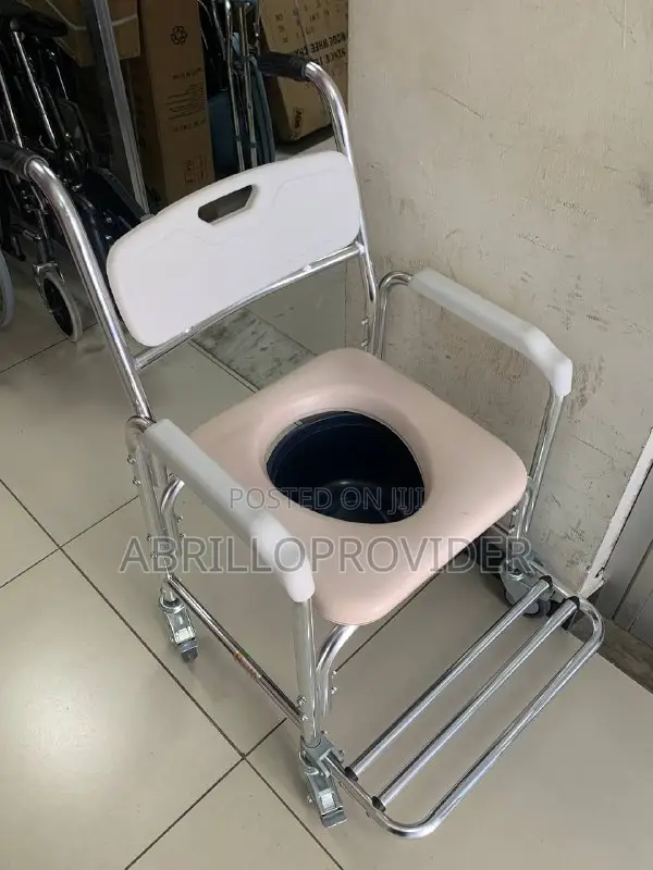 3-in-1 Shower Commode Wheelchair, Transport Beside Commode