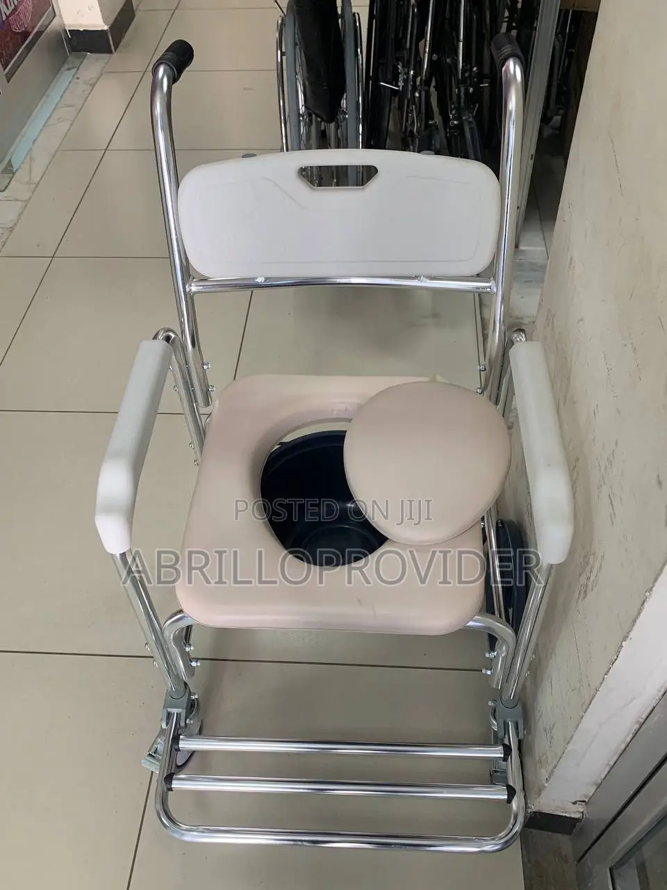 3-in-1 Shower Commode Wheelchair, Transport Beside Commode