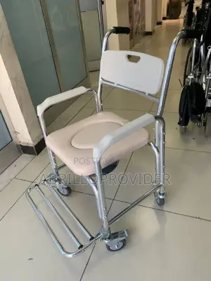 Photo - Bedside Commode Shower Chair With Padded Seat Swivel Locking