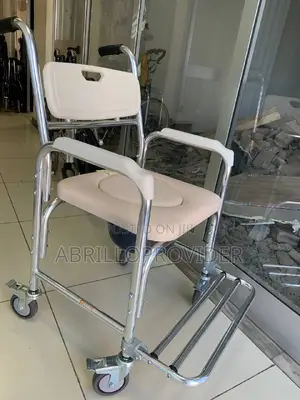 Photo - Dr.Safe, Shower Chair, Aluminum Commode Chair With Wheels,