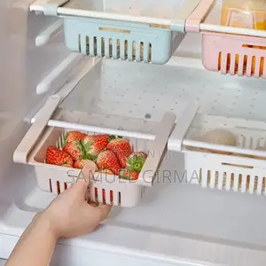 ~Expandable Plastic Space Saver Fridge Storage Rack Box .
