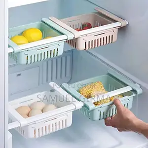 ~Expandable Plastic Space Saver Fridge Storage Rack Box .