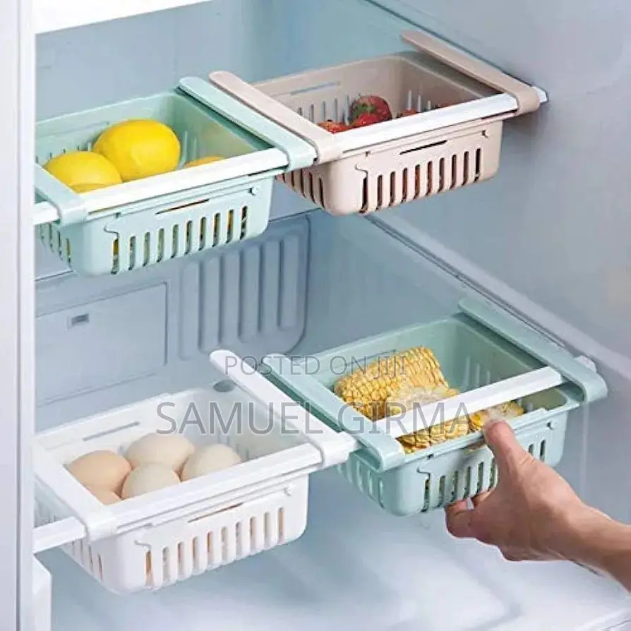 ~Expandable Plastic Space Saver Fridge Storage Rack Box .