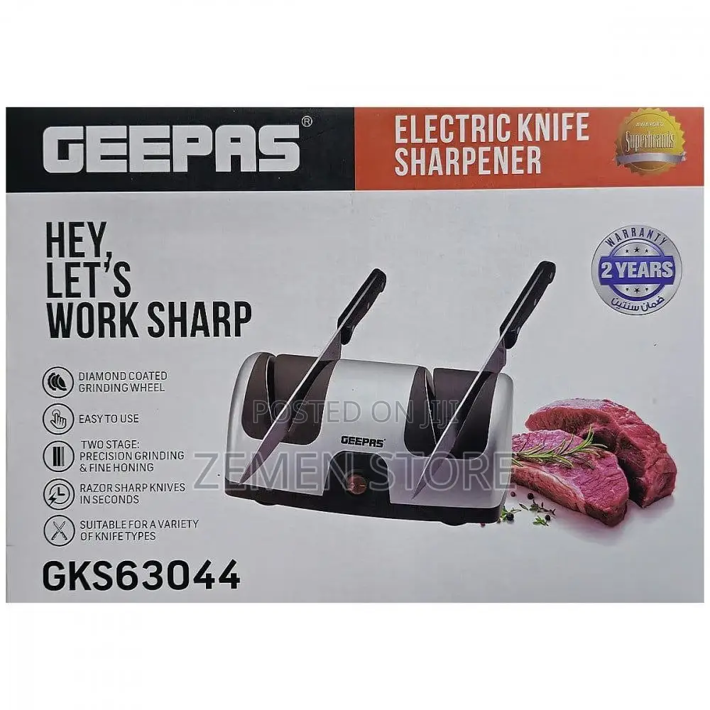 Geepas Electric Knife Sharpener ኦሪጅናል የቢላ ሞረድ ለሁሉም ቢላ ተስማሚ