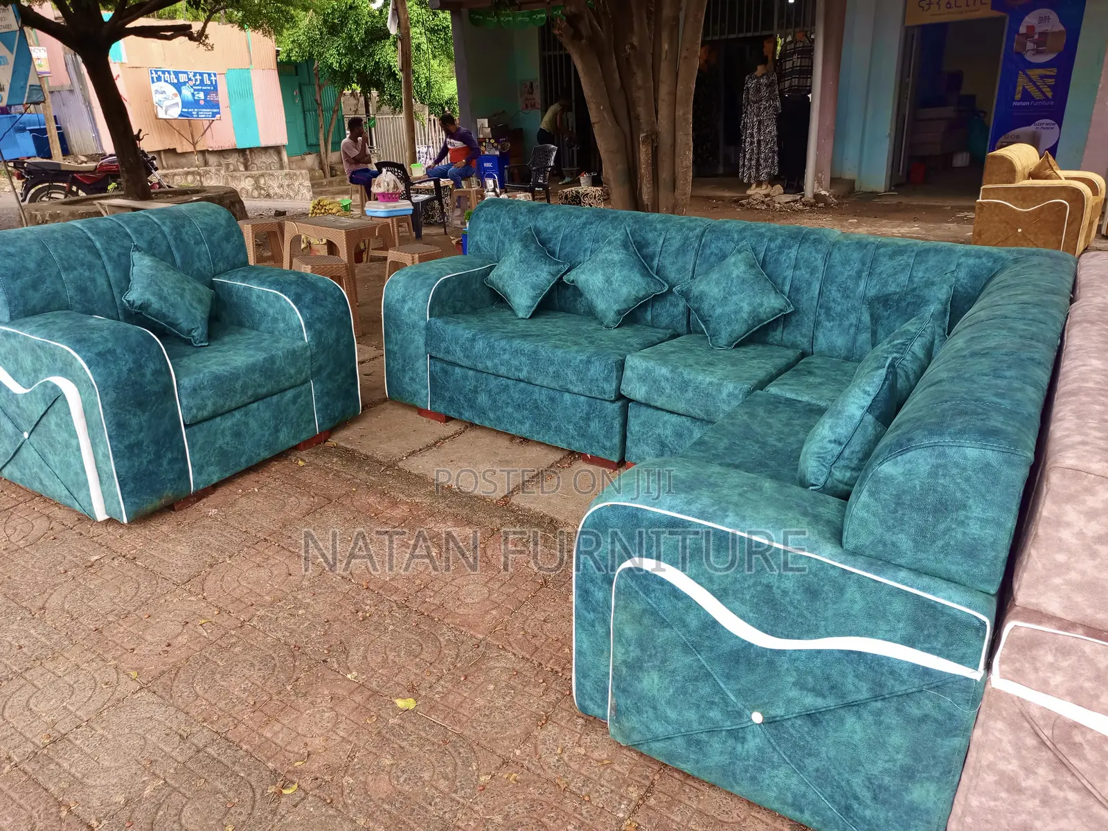 Sofa L Shape or Corner Sofa Made of Wooden Material