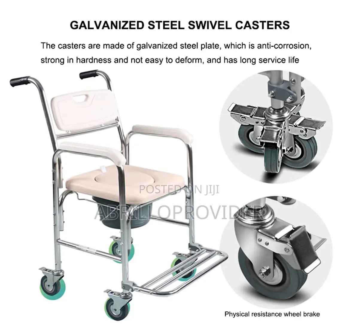 Commode Chair,Folding Commode Chair for Toilet W/Wheels