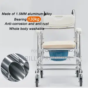 Photo - Eledery 4 Wheel Transport Commode Chair|Wheelchair|Whelchair