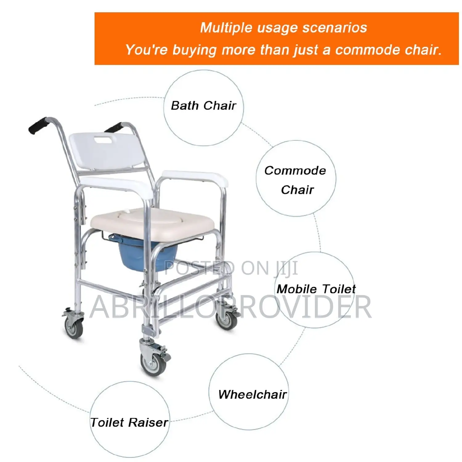 4 in 1 Shower Chair|Commode Wheelchair|Wheelchair[Wheelchair