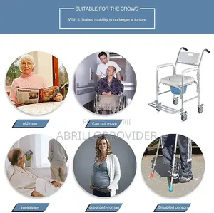 Shower Commode Wheelchair, Comfortable Padded Seat,Whelchair