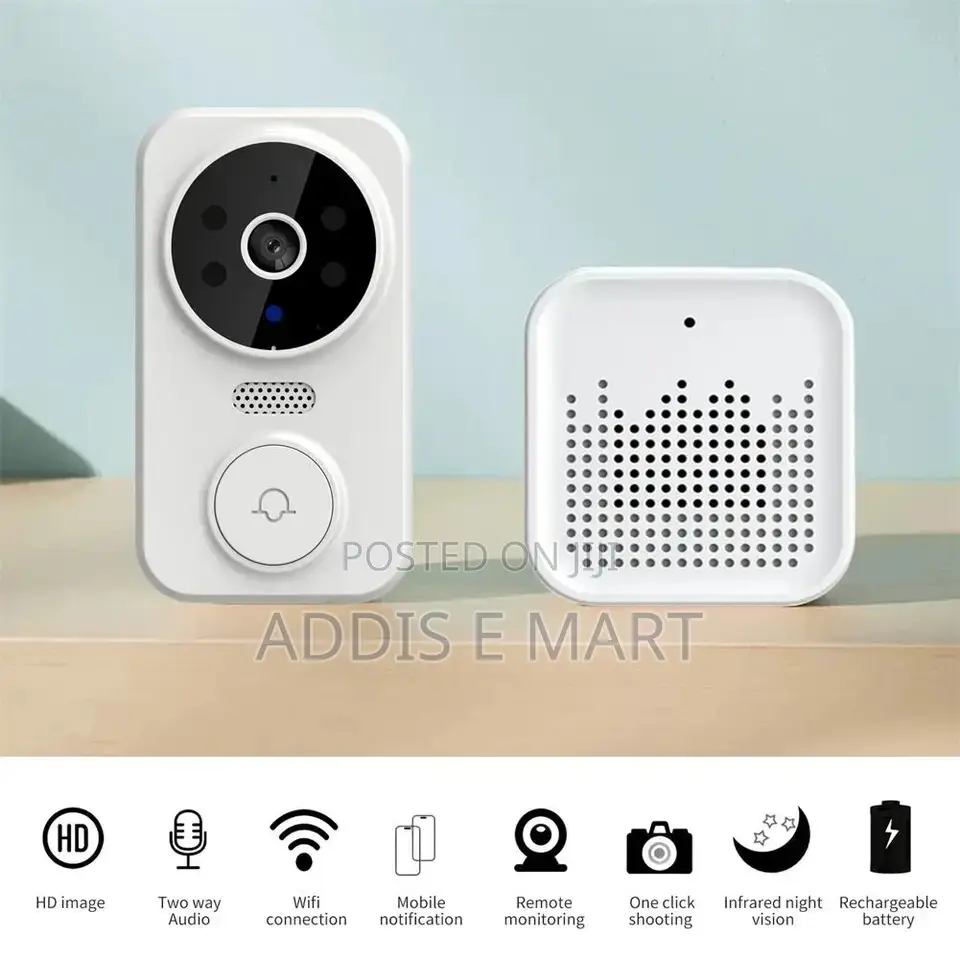 ከ Wi-Fi ጋር መገናኘት የሚችል ባለ ካሜራ የበር ደወል Wireless Doorbell
