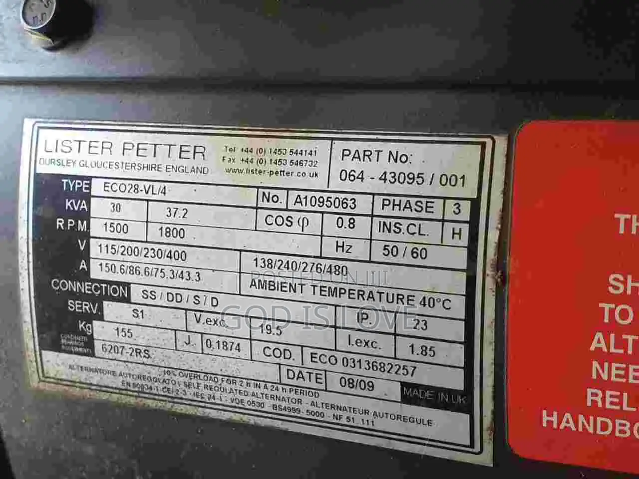 የሚሸጥ ጀነሬተር 30kva Lister Petter Brand